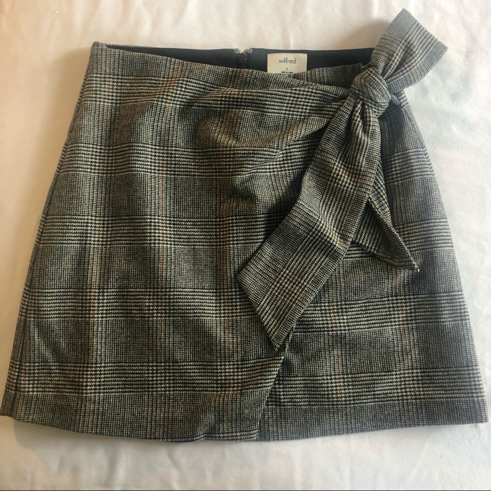 Aritzia Dorine Plaid Wrap Mini Skirt